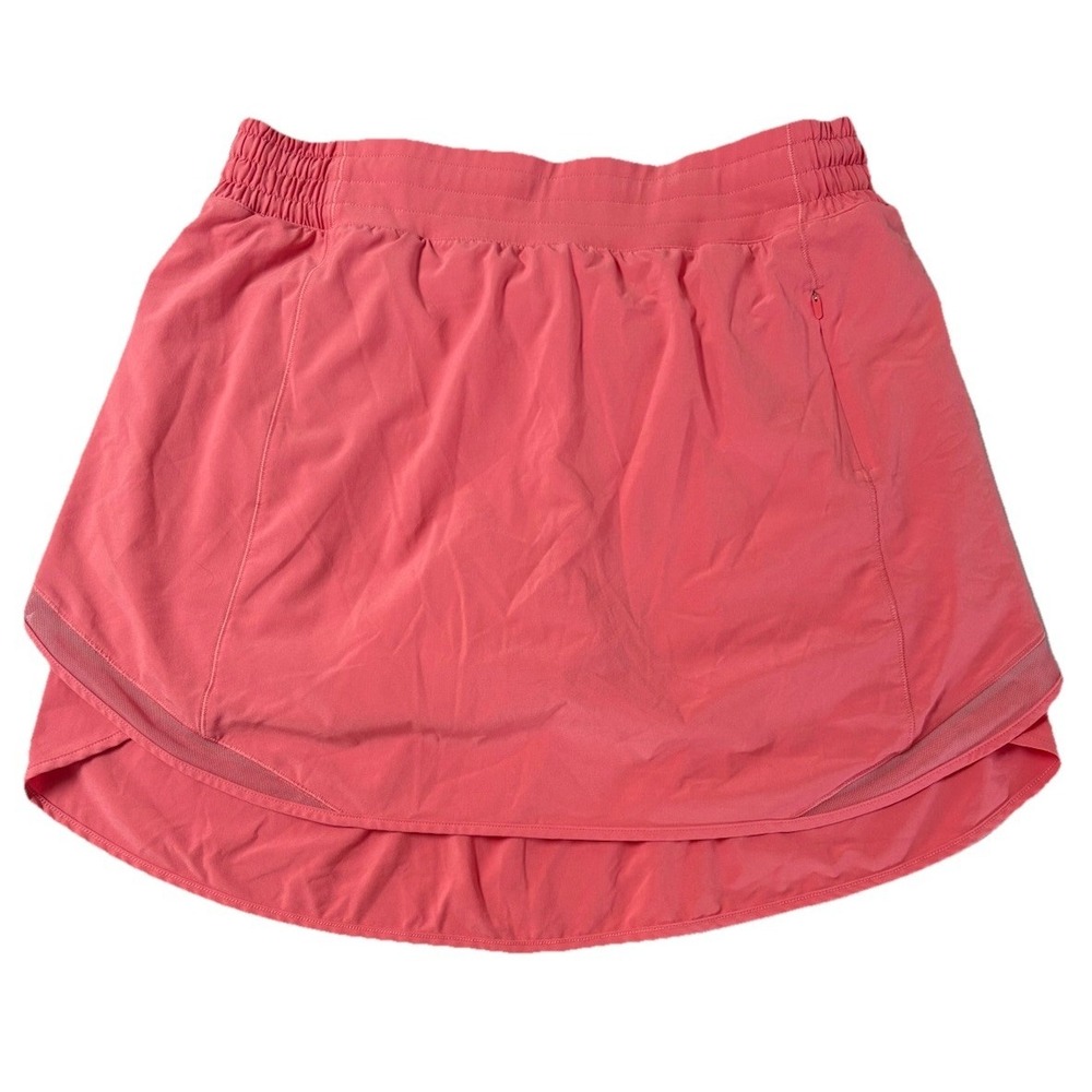 Lululemon Hotty Hot HR Skirt Long Size 10 Raspberry Cream Coral Skort LW8AEAT